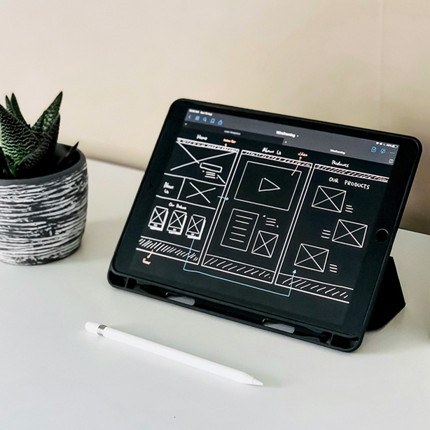 website design planning on iPad